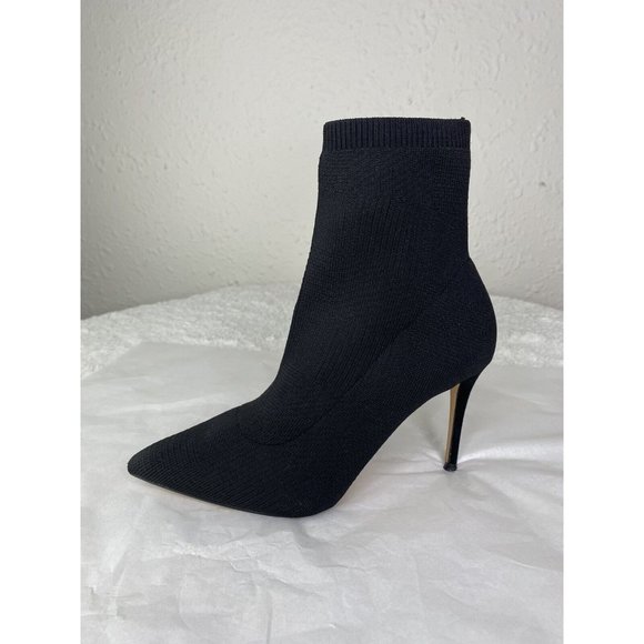 Something Navy Ladies Heeled Booties knit pull on Black pointed toe Size 8 - Picture 5 of 7